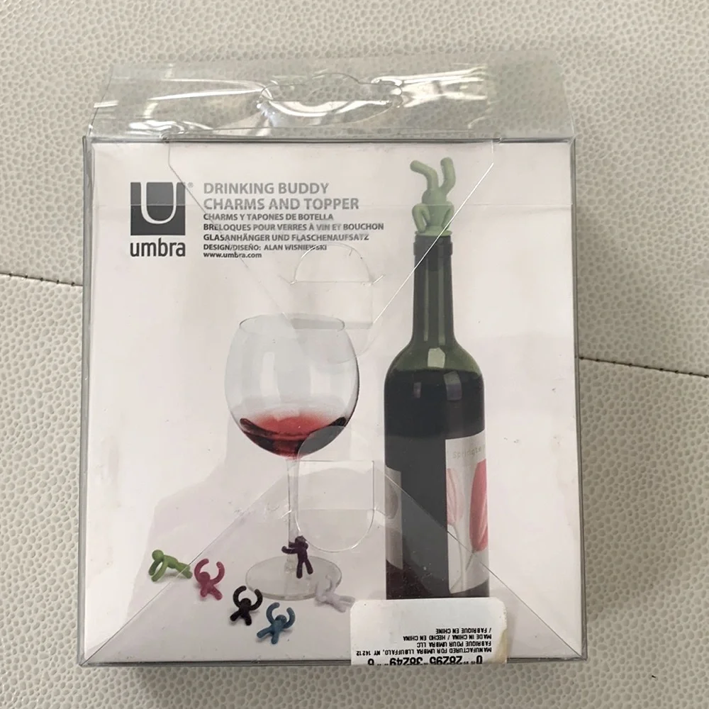 Umbra Drink Markers/Charms & Wine Stopper Drinking Buddies-Perfect Host Gift! 🎁